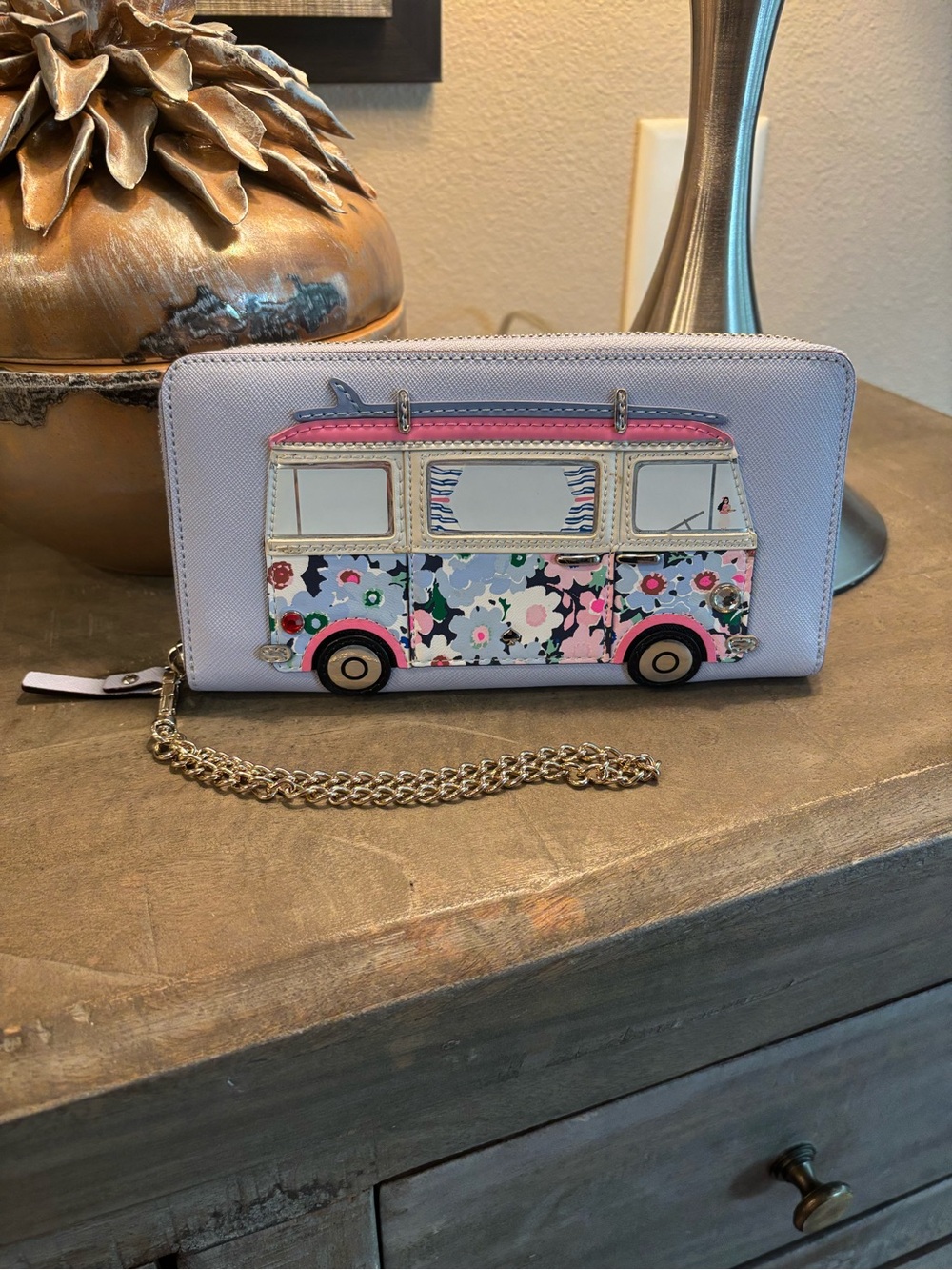 Lavender Floral Camper Wallet Wristlet - Women Bags